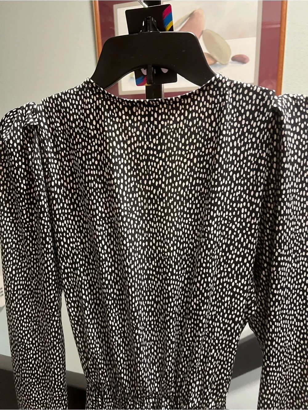 Banana Republic Black and White Printed Wrap-Style Blouse #319